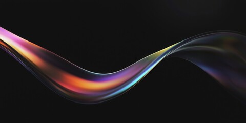 Poster - Vibrant, abstract wave with holographic rainbow pattern on shiny surface. Perfect for modern, minimalistic wallpaper seekers