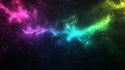 Colorful nebula cloud is spanning across space with bright stars surrounding it. This colorful nebula cloud would make a great background