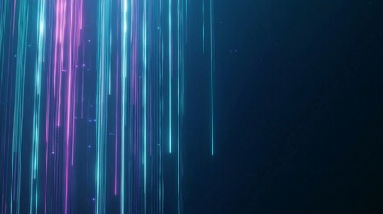Poster - Glowing vertical lines move on a dark blue background, giving a futuristic, energetic feel. Bright neon colors resemble digital networks, adding a touch of science and innovation