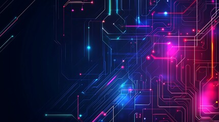 Poster - Abstract digital network with glowing lines and nodes on dark background.