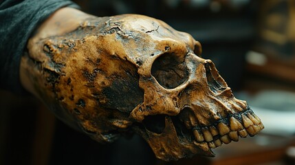 Poster - Close-up of a Human Skull: A Study in Anatomy