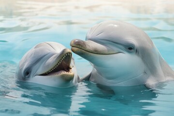 Poster - Dolphins cuddling dolphin animal mammal.