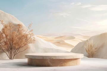 Poster - Product podium with desert nature outdoors architecture.