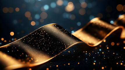 Poster - An elegant, flowing ribbon with sparkles, creating a captivating bokeh effect against a dark, mesmerizing background.
