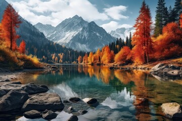 Poster - Mountain autumn wilderness landscape.