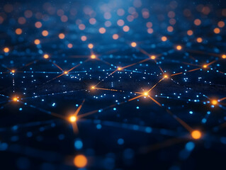 Poster - Abstract network connections with glowing lights on a dark background.