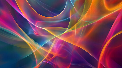 Aufkleber - Abstract colorful swirling light streaks on a dark background.
