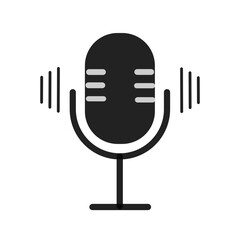 Poster - Microphone icon vector. speech podcast mic vector symbol/icon.  Flat design style. Microphone logo illustration on white background.