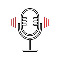 Poster - Microphone icon vector. speech podcast mic vector symbol/icon.  Flat design style. Microphone logo illustration on white background.