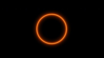 simple orange circle on black background, loop spectrum animation, glowing neon light