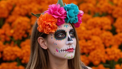 Sticker - portrait of a girl in autumn park