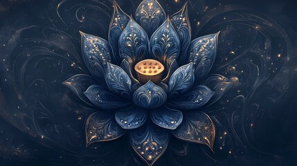 Wall Mural - An artistic representation of the lotus flower with intricate patterns