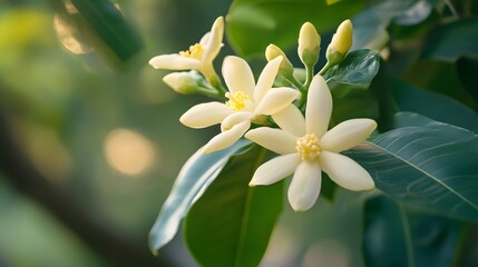 Wall Mural - A close-up of a fragrant champa flower, highlighting its unique features