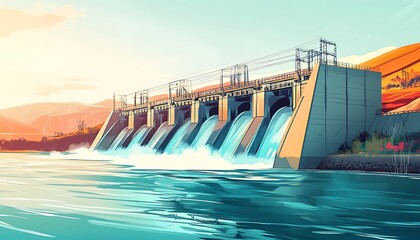 Hydroelectric Dam in a Mountainous Landscape