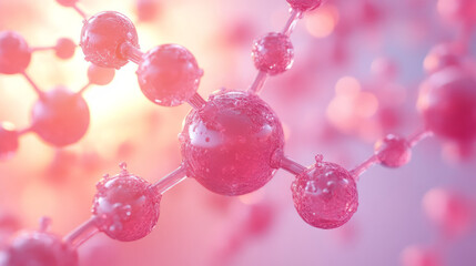 Poster - A 3D molecular structure suspended in the air, isolated on a pastel gradient,