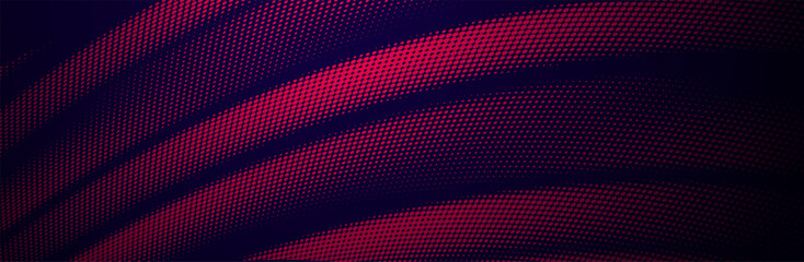 Poster - Blue and red wave halftone dots abstract vector background