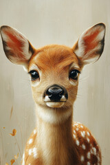Aufkleber - A gentle deer with large, soft eyes, isolated against a neutral background,