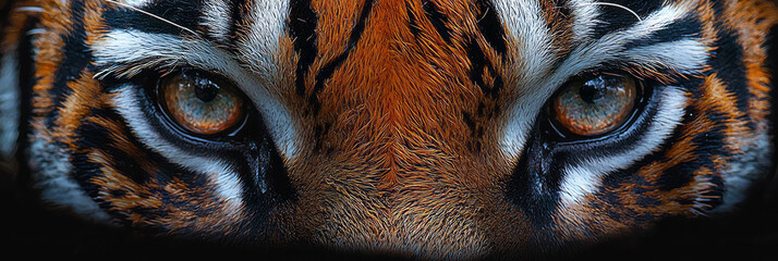 Aufkleber - A detailed portrait of a tiger, with striking stripes and intense eyes,