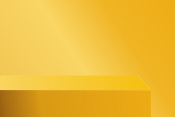 Wall Mural - the corner of the yellow table with light shining down, blank yellow product studio background, stag