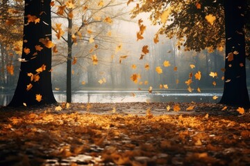 Wall Mural - leaves falling autumn plant leaf.