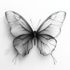 Poster - Delicate Continuous Line Drawing of a Butterfly