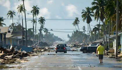 Poster - Hurricanes Fury: Devastation of Streets and Homes in Florida Amidst Climate Change and Economic Challenges