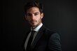 © anzodesign - Sophisticated portrait of a stylish Italian man wearing a tailored suit against a dark backdrop