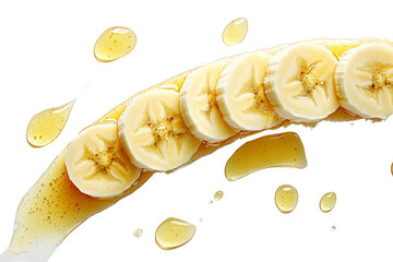 Poster - Sliced banana drizzled with golden honey ,Isolated on transparent background