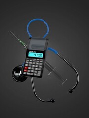 Wall Mural - Calculator with stethoscope and syringe