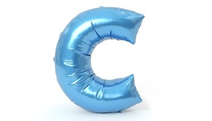 Letter C metallic blue party celebration balloon isolated on a white background