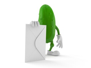 Canvas Print - Cucumber character with envelope