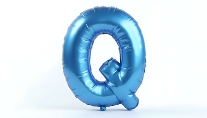 Letter Q metallic blue party celebration balloon isolated on a white background