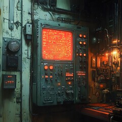 Wall Mural - Cyberpunk Control Panel: Futuristic Interface and Technology