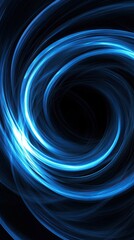 Wall Mural - A mesmerizing swirl of blue light, creating a dynamic and elegant flow on a dark background, perfect for abstract art projects.