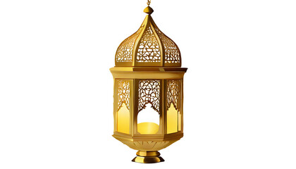 Ramadan Lantern Luxury Gold Lamp on a isolated on white background. Generative AI.