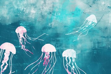 Poster - Cute jelly fish illustration invertebrate jellyfish animal.