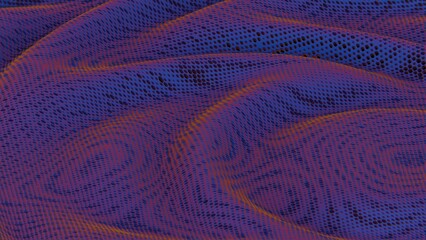 Poster - Abstract perforated surface with flowing wave patterns in purple and orange tones..