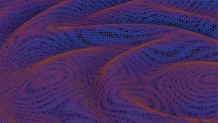 Poster - Abstract perforated surface with flowing wave patterns in purple and orange tones..