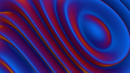 Poster - Abstract wavy texture with red and blue metallic gradients