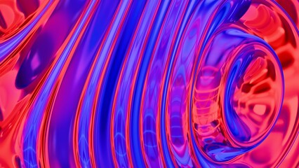 Leinwandbilder - Abstract wavy texture with red and blue metallic gradients