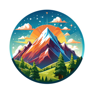 Magical mountain modern logo vector art illustration design