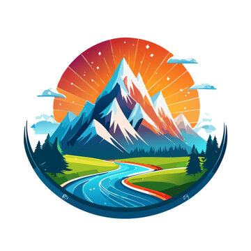 Magical mountain modern logo vector art illustration design