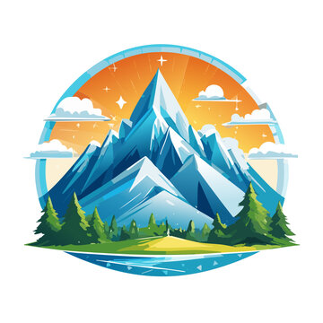 Magical mountain modern logo vector art illustration design