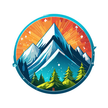 Magical mountain modern logo vector art illustration design