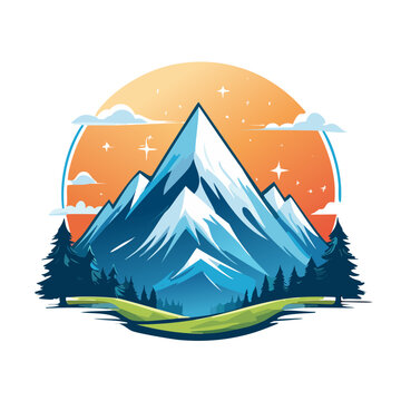 Magical mountain modern logo vector art illustration design