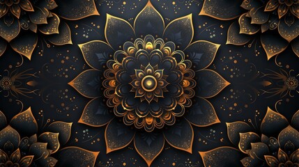 brown and black abstract background, with ornamental mandala 