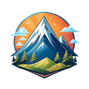 Magical mountain modern logo vector art illustration design