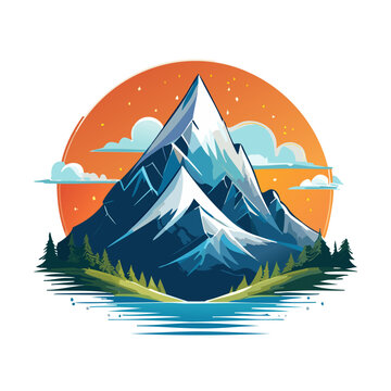 Magical mountain modern logo vector art illustration design