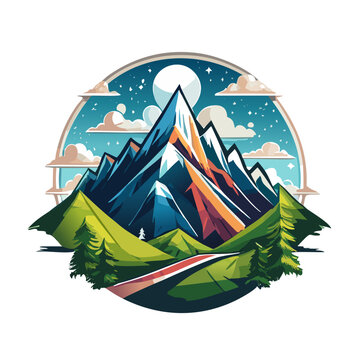 Magical mountain modern logo vector art illustration design