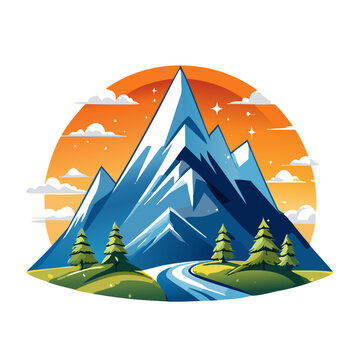 Magical mountain modern logo vector art illustration design